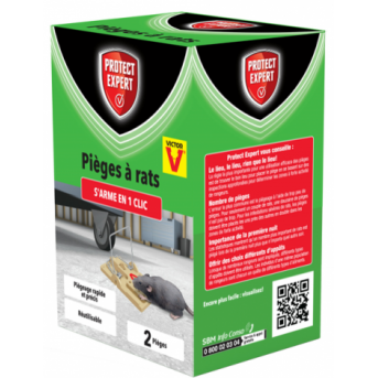Pièges à rats - 2 Tapettes plastiques - Protect Expert